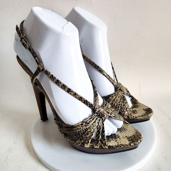 Jessica Simpson Leather Slingback Snakeskin 1" Platform 5" Heels Sexy Size 7 - Picture 1 of 9